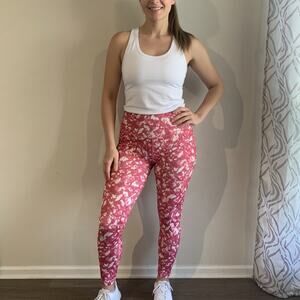 Adrienne Vittadini Sport Pink Camo Print High-Waist Pocket Leggings Size L